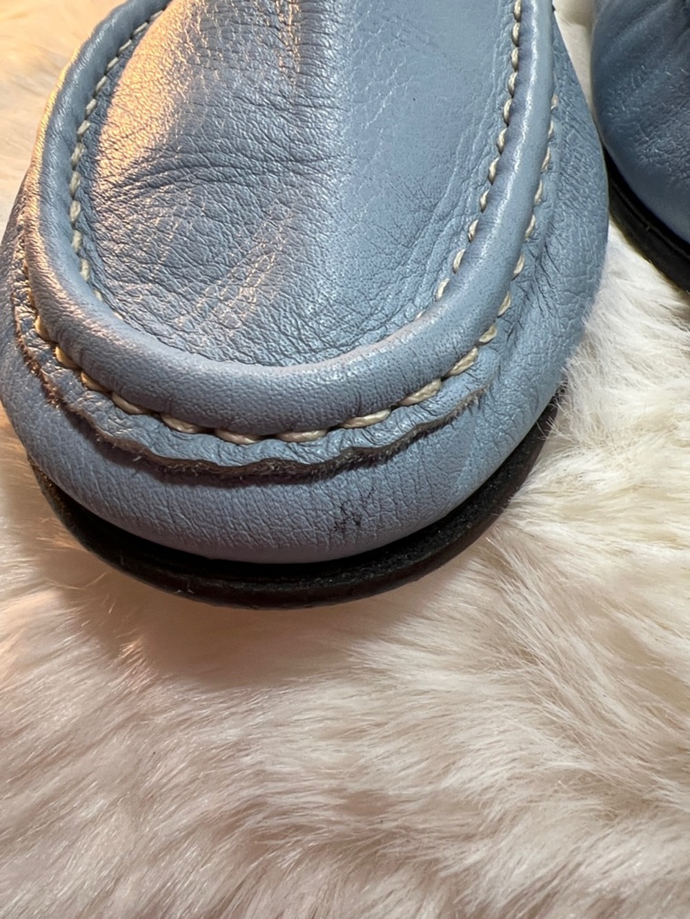 Italian Leather Penny Loafers in Light Blue - Picture 2 of 11